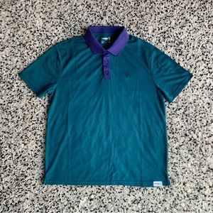 Baddle Pickleball Polo Shirt Short Sleeve Teal Purple Size Large